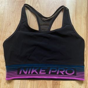 Nike Pro sports bra womens large black sheer and light weight
